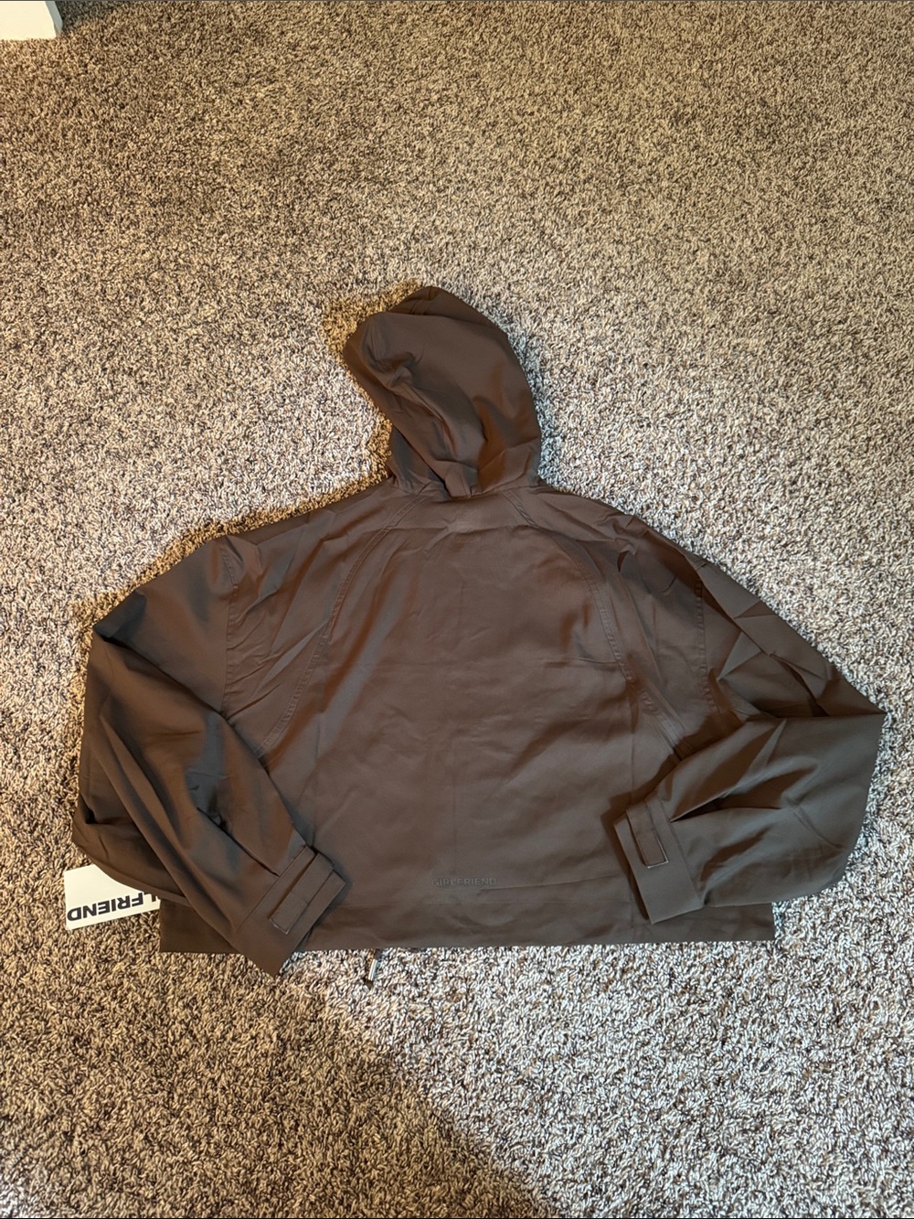Girlfriend Collective Windbreaker Crop Hooded Jacket Brown - Picture 3 of 4